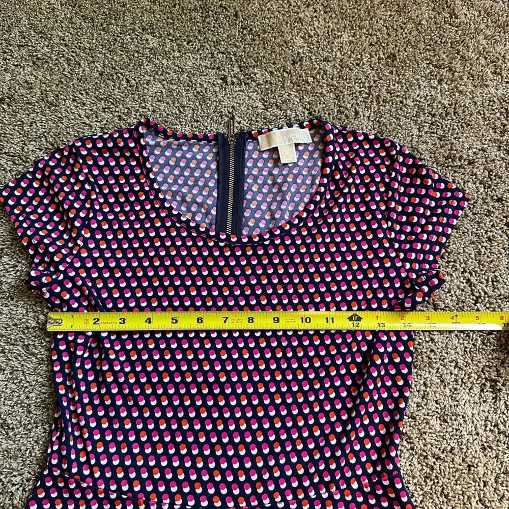 Michael Kors Pink Orange Navy and White A-Line  Dress